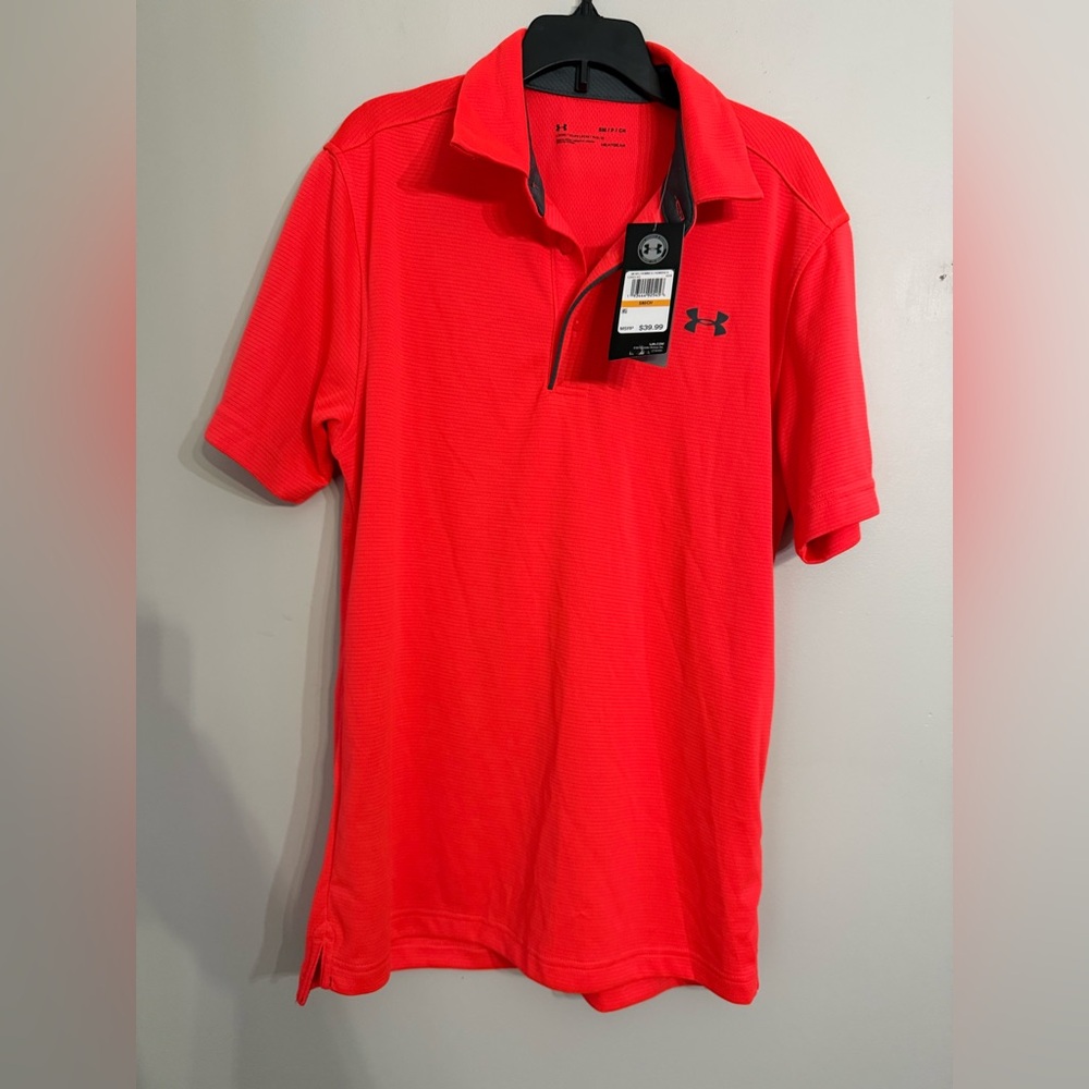 Under Armour Men’s Polo Shirt Size Small NWT Neon Orange Mixed with Pink??
